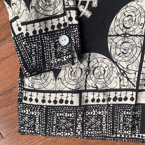 Stonebridge Vintage Silk Longline Asian Inspired Button Down Top Size Medium - Picture 2 of 10